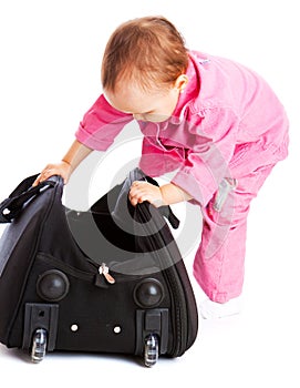 Kid stepping into bag