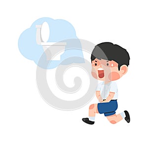 Kid Student need a pee go to the toilet
