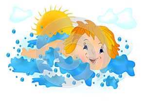 Kid swimming, cdr vector