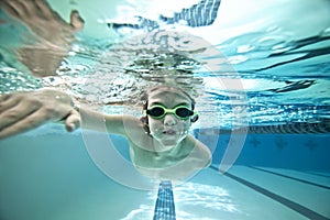 Kid swimming laps