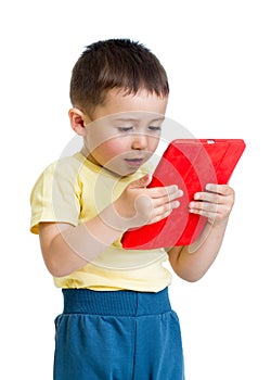Kid with tablet computer, early learning conception