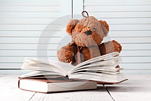 Kid Tale with teddy bear and books