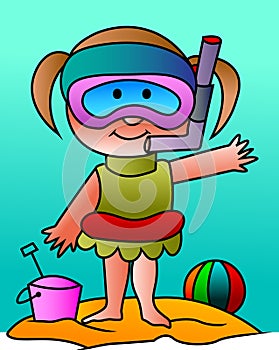 Kid with their snorkel equipment