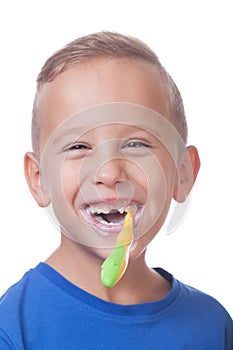 Kid with toothbrush