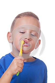 Kid with toothbrush