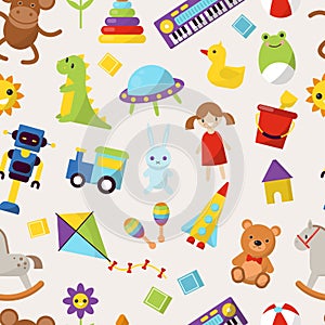 Kid toys vector illustration cartoon cute graphic play childhood gift childhood pattern seamless background