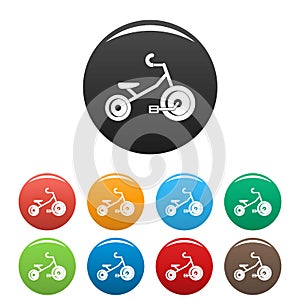 Kid tricycle icons set color