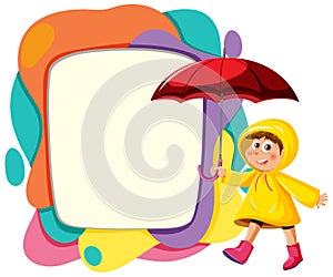 A kid with umbrella and blank space