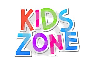 Kid zone vector fun banner background. Kids game poster design. Baby playground play room cartoon logo illustration