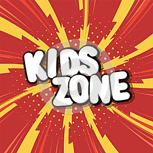 Kid zone vector logo, symbol, banner. Graphic design element with typography