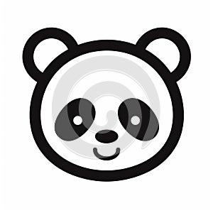 Kidcore-inspired Panda Face Icon: Clean And Simple Black And White Graphic Design