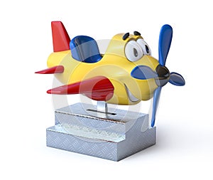 Kiddie ride cartoon airplane 3d rendering