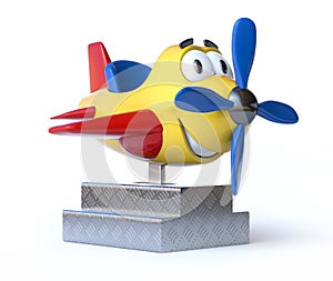 Kiddie ride cartoon airplane 3d rendering