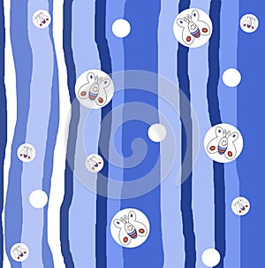Kiddish striped pattern with butterflies in blue photo