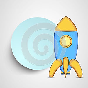 Kiddish style rocket with blank frame for message.