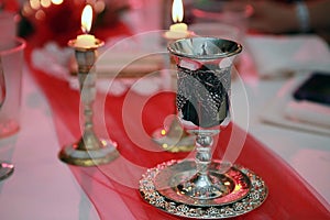Kiddush Cup with Sabbath Candles
