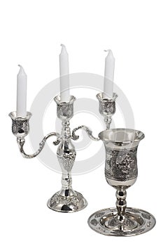 Kiddush wine cup candlestick