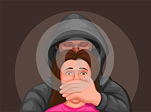 Kidnapped girl criminal scene illustration vector