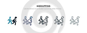 Kidnapping icon in different style vector illustration. two colored and black kidnapping vector icons designed in filled, outline