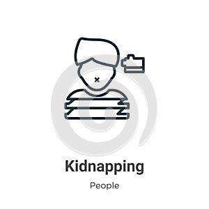 Kidnapping outline vector icon. Thin line black kidnapping icon, flat vector simple element illustration from editable people