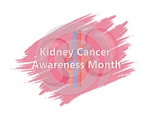 Kidney cancer awareness month in March. Pyelonephritis, diseases and kidney stones, cystitis vector