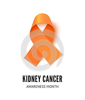 Kidney cancer awareness ribbon vector illustration isolated