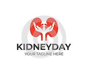 Kidney care logo design. Urology vector design photo