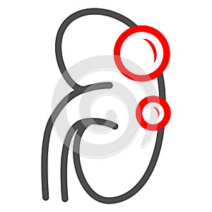 Kidney cyst line icon, Human diseases concept, Tumor with cysts sign on white background, Polycystic kidney disease icon