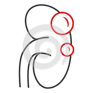 Kidney cyst thin line icon, Human diseases concept, Tumor with cysts sign on white background, Polycystic kidney disease