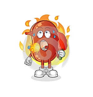 Kidney eat hot chilie mascot. cartoon vector