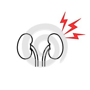 Kidney pain related icon in linear style.