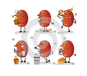 Kidney Pirate group character. cartoon mascot vector