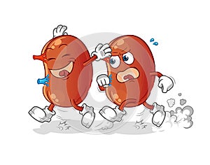 Kidney play chase cartoon. cartoon mascot vector