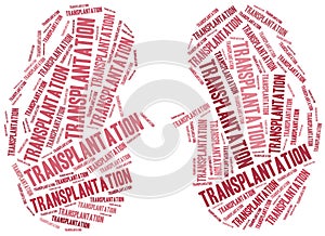 Kidney transplantation. Word cloud illustration.