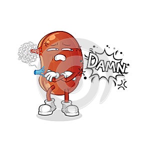 Kidney very pissed off illustration. character vector
