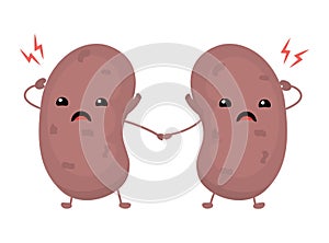 kidneyCharacters of sad and happy kidneys. Vector illustration