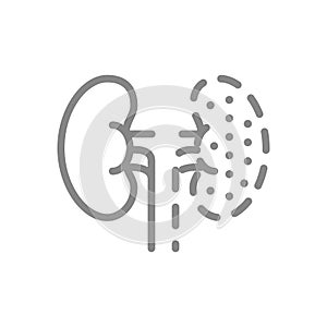 Kidneys amputation line icon. Nephrectomy, one kidney symbol