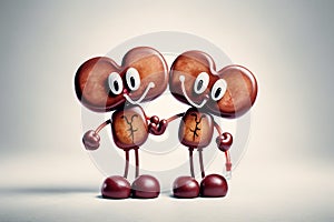 Kidneys. Cute cartoon healthy human anatomy internal organ character set with brain lung intestine heart kidney liver
