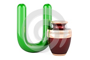 Kids ABC, Letter U with urn. 3D rendering