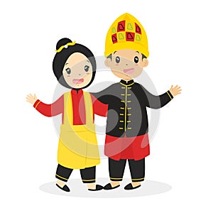 Kids in Aceh Traditional Dress Cartoon Vector photo