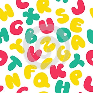 Kids alphabet pattern. A set of chubby letters for children s books, coloring books, postcards, banners. Vector