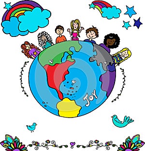 Kids around the world multi ethnic vector