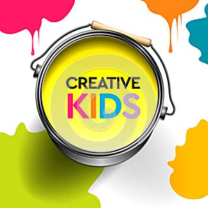 Kids art craft, education, creativity class concept. Vector illustration.