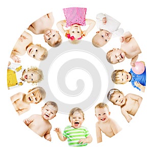 Kids and Babies Group Circle, Children over White