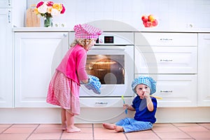 Kids baking pie