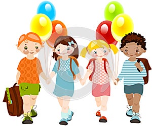 kids with balloons. school childhood.