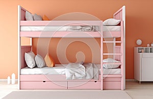 Kids bedroom pink interior. Generate Ai