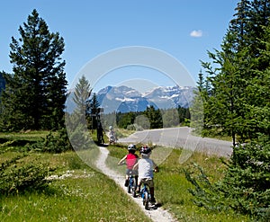 Kids biking outdoors