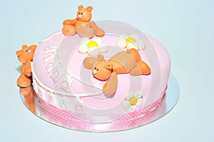 Kids birthday cake with fondant teddy bears