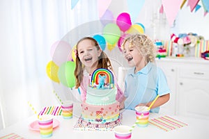 Kids birthday party with cake